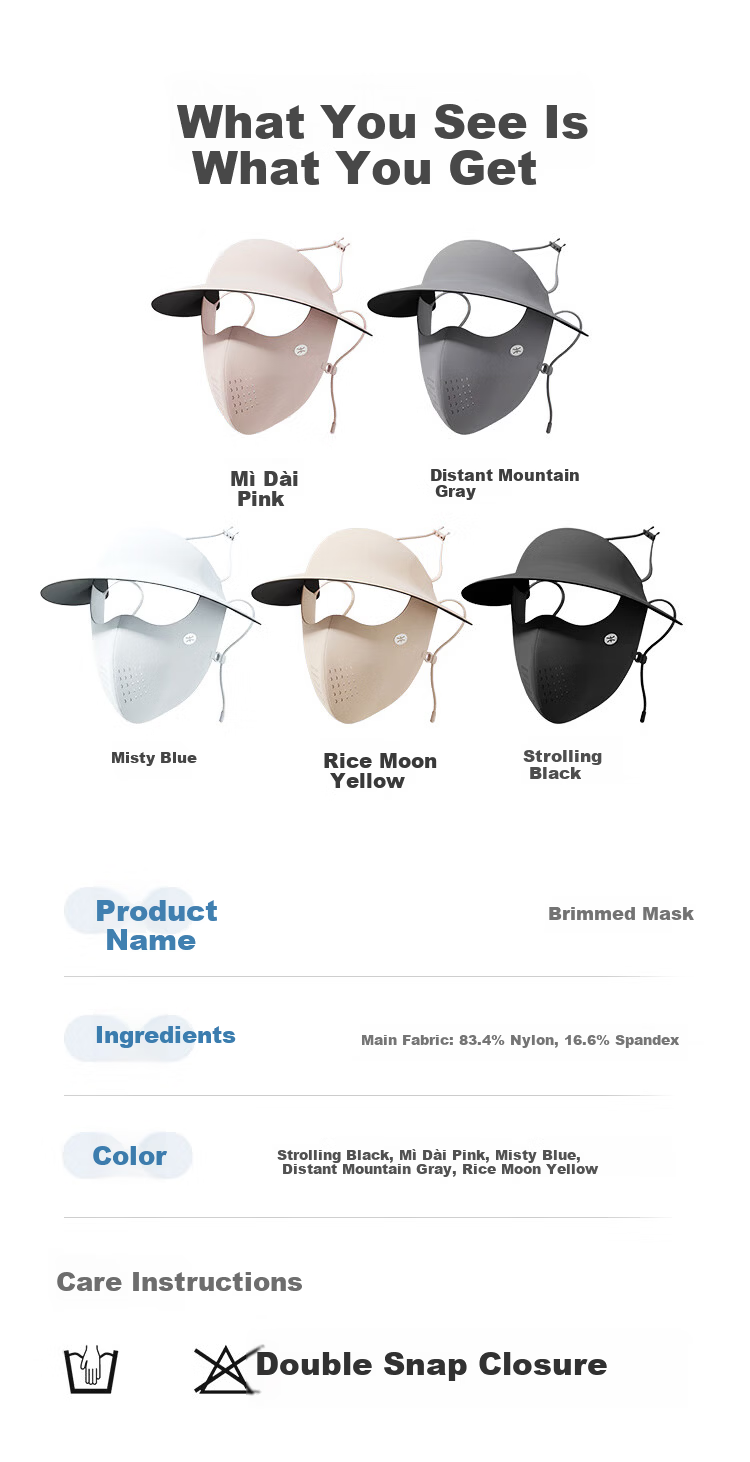 Zhenxiang [Sun Protection Mask and Hat Combo] Women's Summer Outdoor Waterproof Sunshade Open-Top Hat with Face Shield F949 15