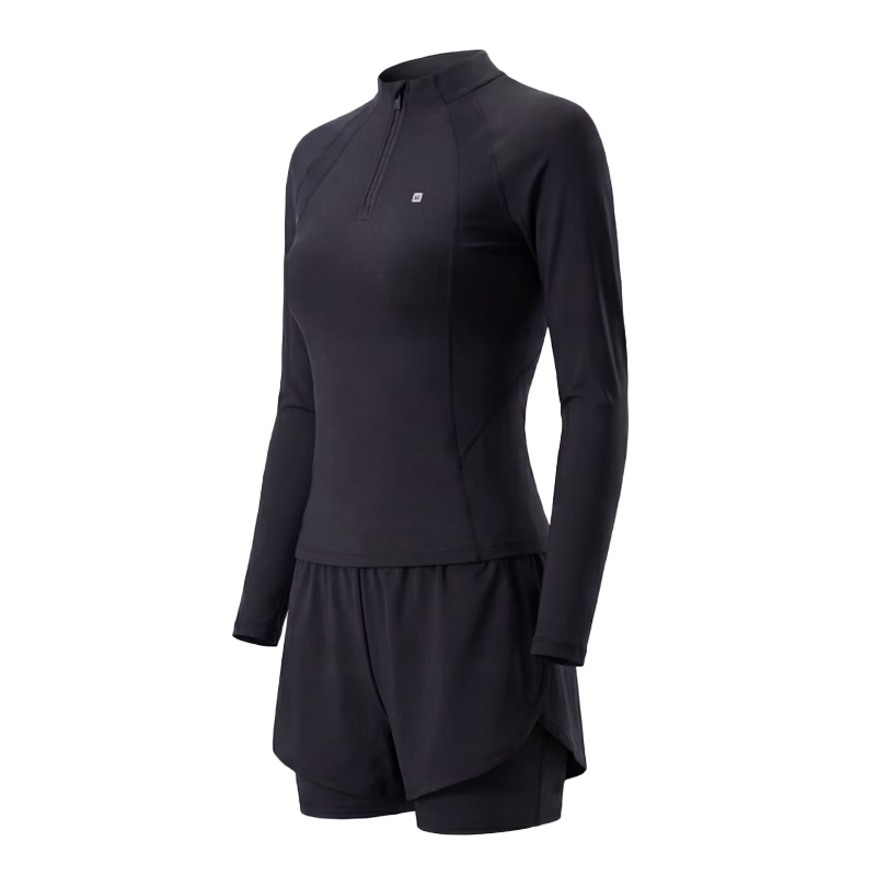 Keep Women's Two-Piece Long Sleeve Sun Protection Swimsuit for Plus Size Girls Conservative Hot Spring Swimwear 925 Black XL