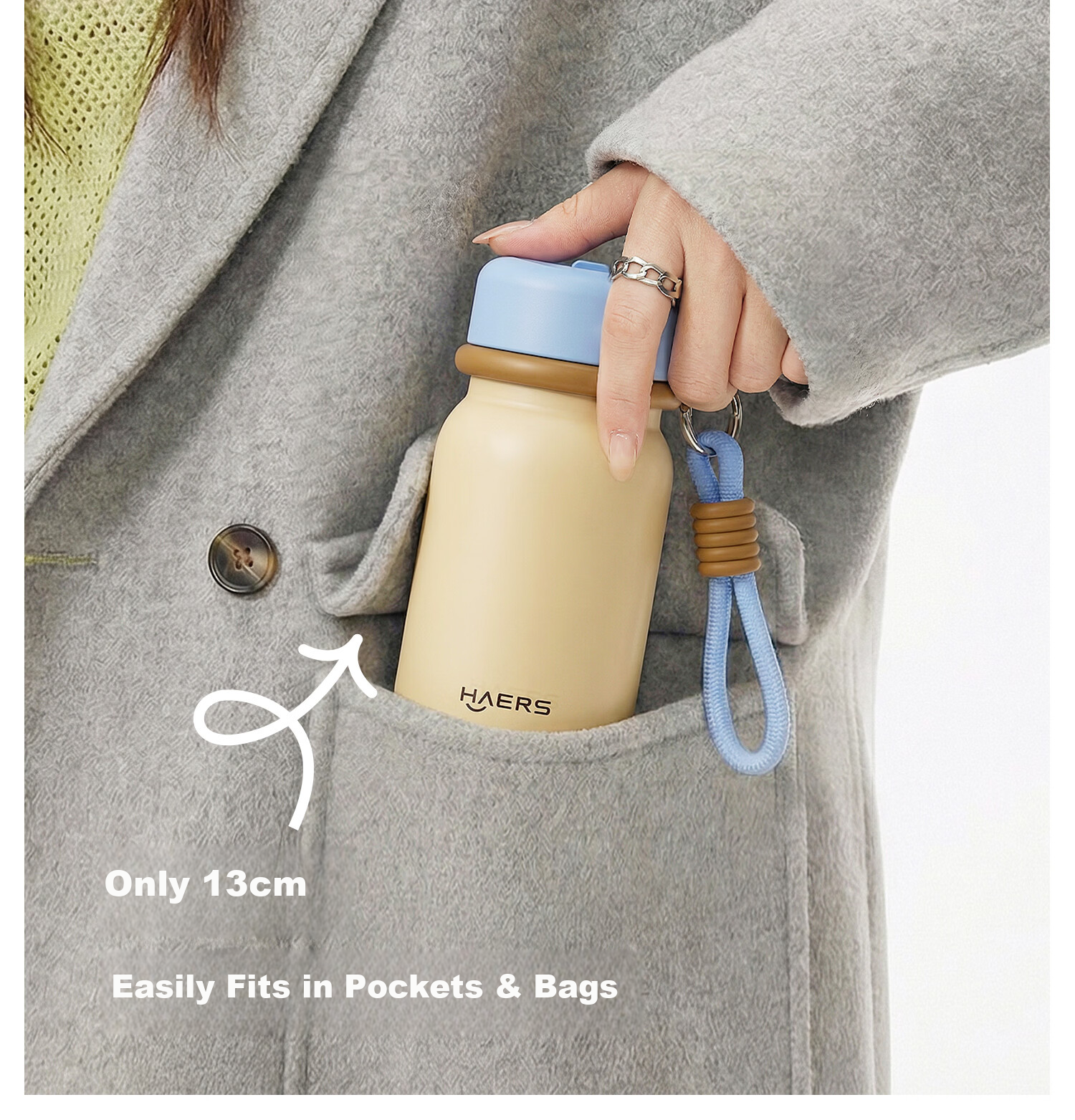 HAERS Mini Pocket Stainless Steel Portable Cup 240ml Milk Coffee Straw Version 7