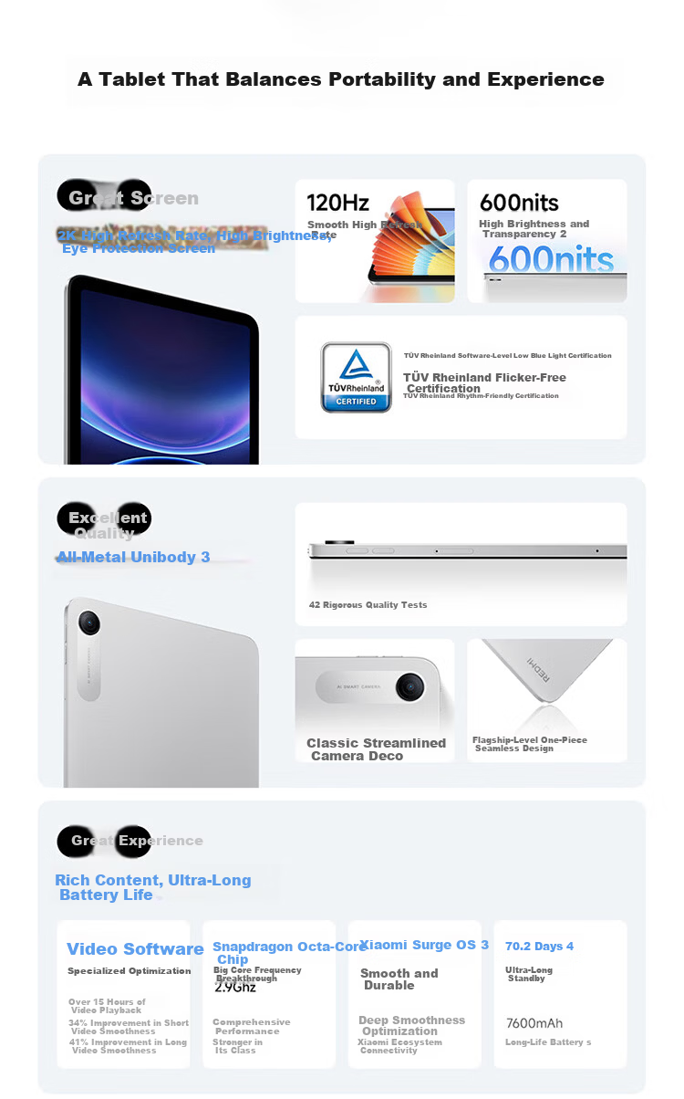 MI Redmi Pad 2 SE 9.7-inch Tablet 2K High-Resolution Screen Budget Tablet 6GB RAM 128GB Silver 2