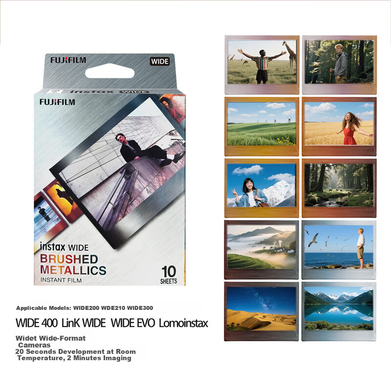 FUJIFILM instax Wide 400 Instant Film Retro Camera Series 5-Inch Wide Format 520 Gift Wide Film 10 Sheets Gold Foil Edge International Version