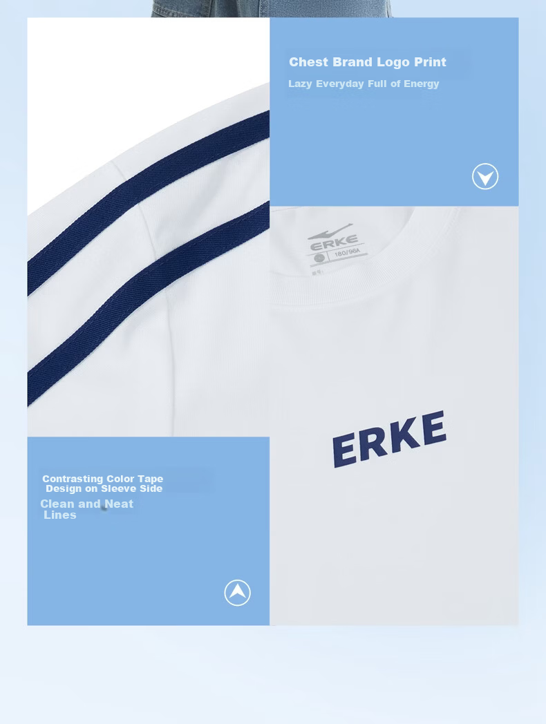 ERKE [Yu Shi Same Style] Men's Round Neck Short-Sleeve Knit Top, Summer Outdoor Antibacterial Sports T-Shirt, Casual Outerwear 8