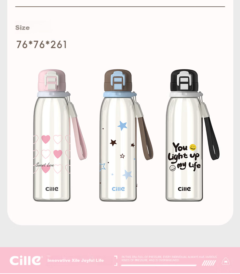 Cille Large Capacity Sports Water Bottle Baby-Grade PPSU High-Temperature Resistant Straw Cup Portable School Student Children's Cup 19
