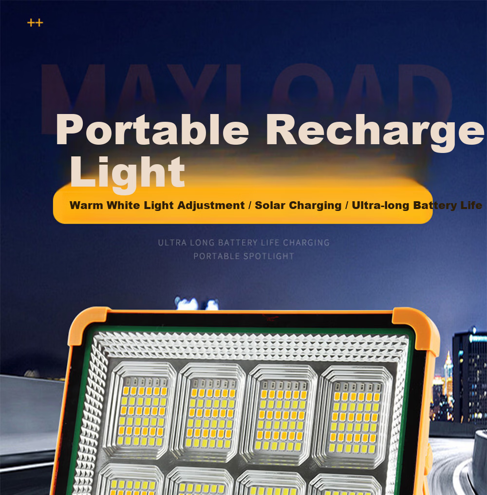 MAX LOAD Solar Outdoor Lighting LED Floodlight Portable Rechargeable Night Market Stall Emergency Light Eight-Square Grid 1