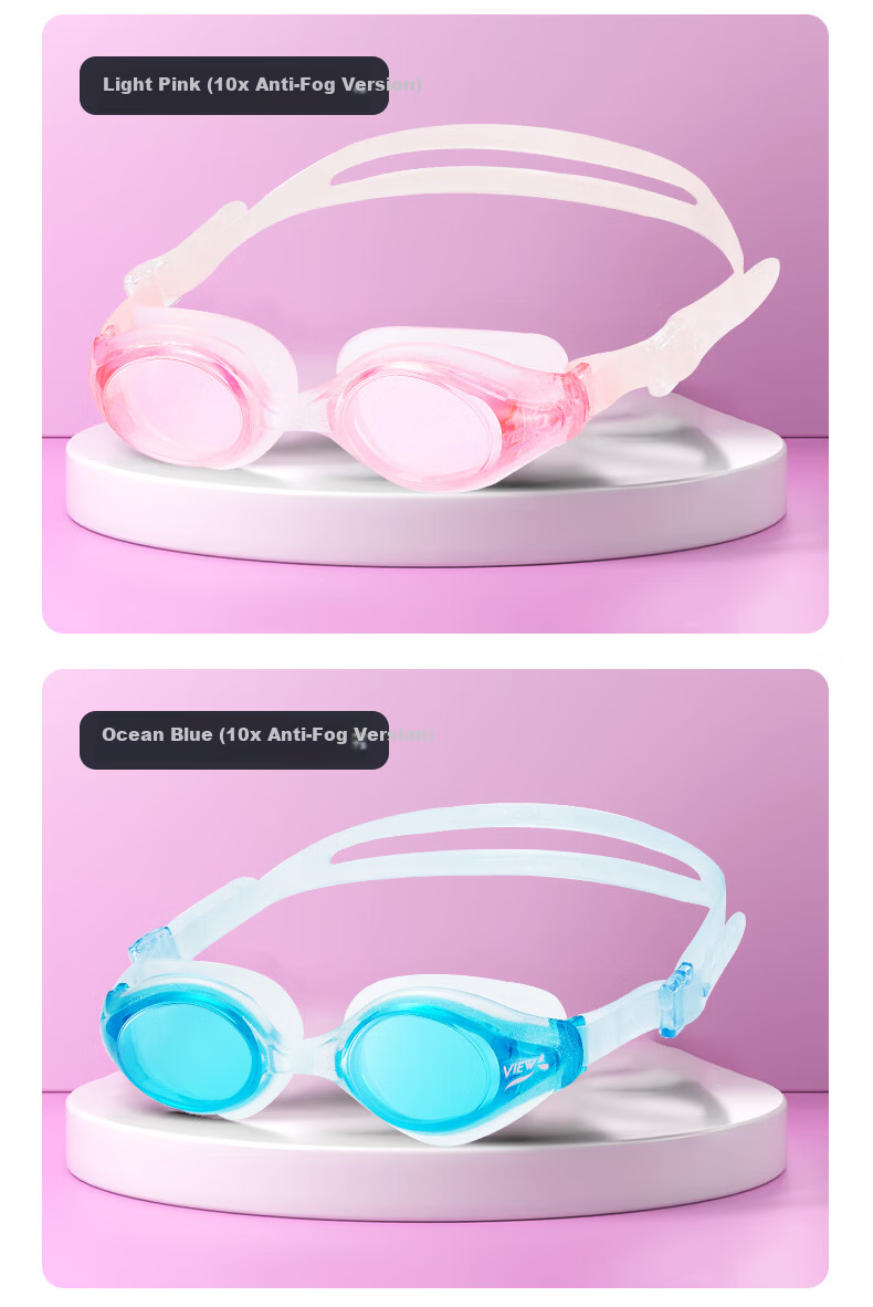 View Women's Casual Swimming Goggles HD Waterproof 10x Anti-Fog Swim Glasses Diving Gear V820ASA CLB 16