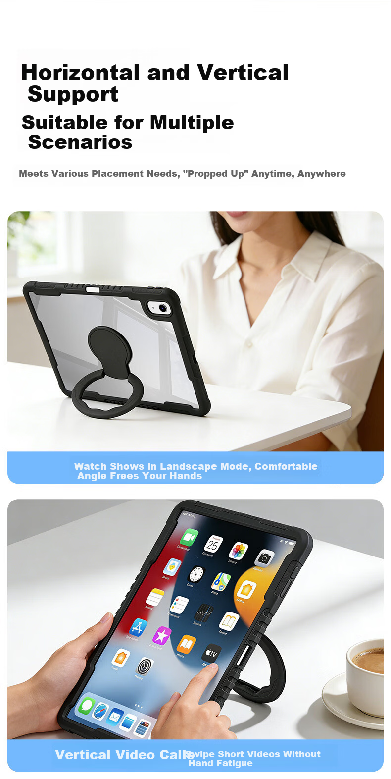 Coolerfun Rotating Pivot Case for iPad 12/11/10/10.9/11 Inch Protective Cover 2026/25 Apple A16 Tablet Shockproof Bend-Resistant with Pen Slot 3