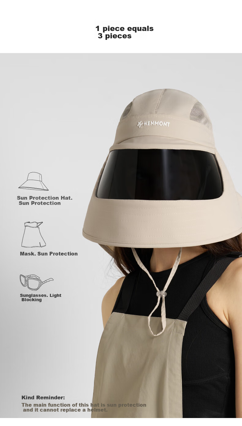 Kenmont All-in-One Medical Aesthetic Sunscreen Hat for Women UV Protection Breathable Full Face Sun Hat with Neck Guard 6130 7
