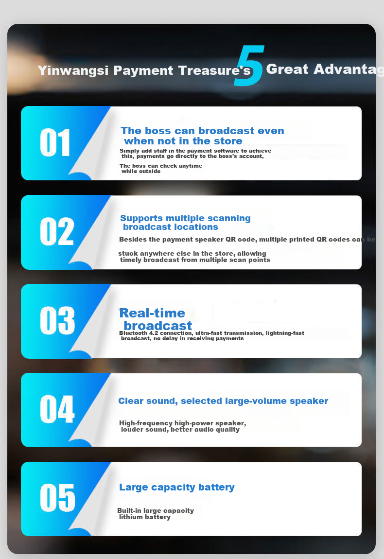 Yinwangsi QR Code Payment Speaker 2-in-1 Remote Voice Broadcast Alert Small Bluetooth Speaker 2