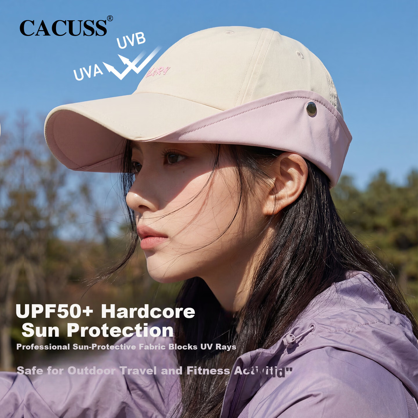 CACUSS Outdoor Lightweight Sun Protection Hat Women Summer Baseball Cap Duckbill Colorblock Sunshade Fisherman Hat Beige