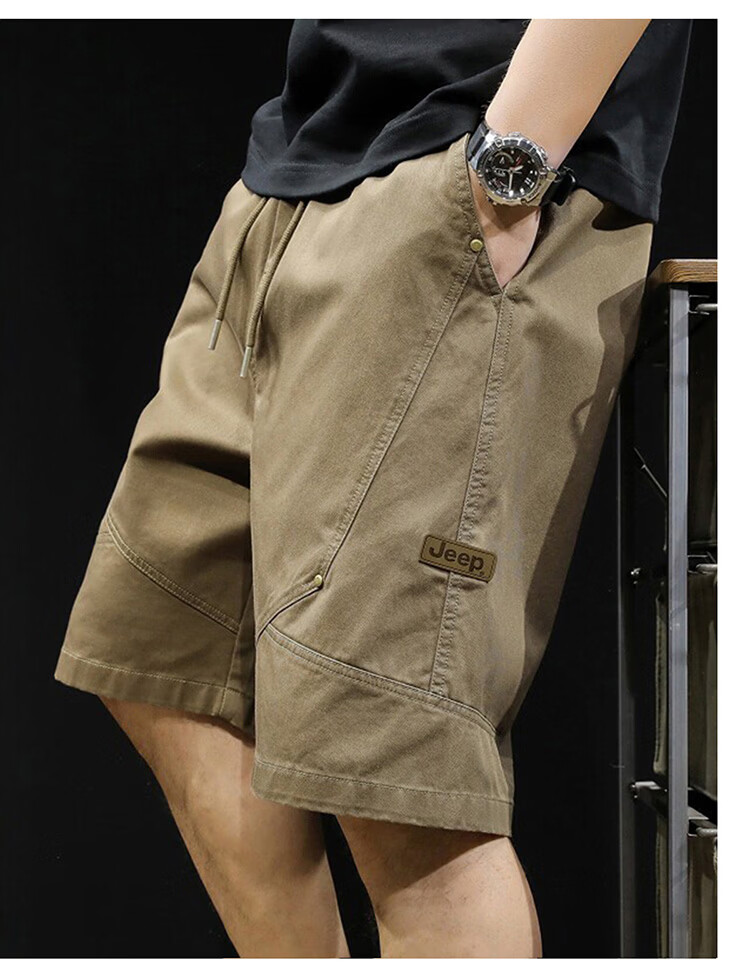 JEEP Men's Summer Cotton Straight Work Shorts Loose Casual Khaki 4XL 12