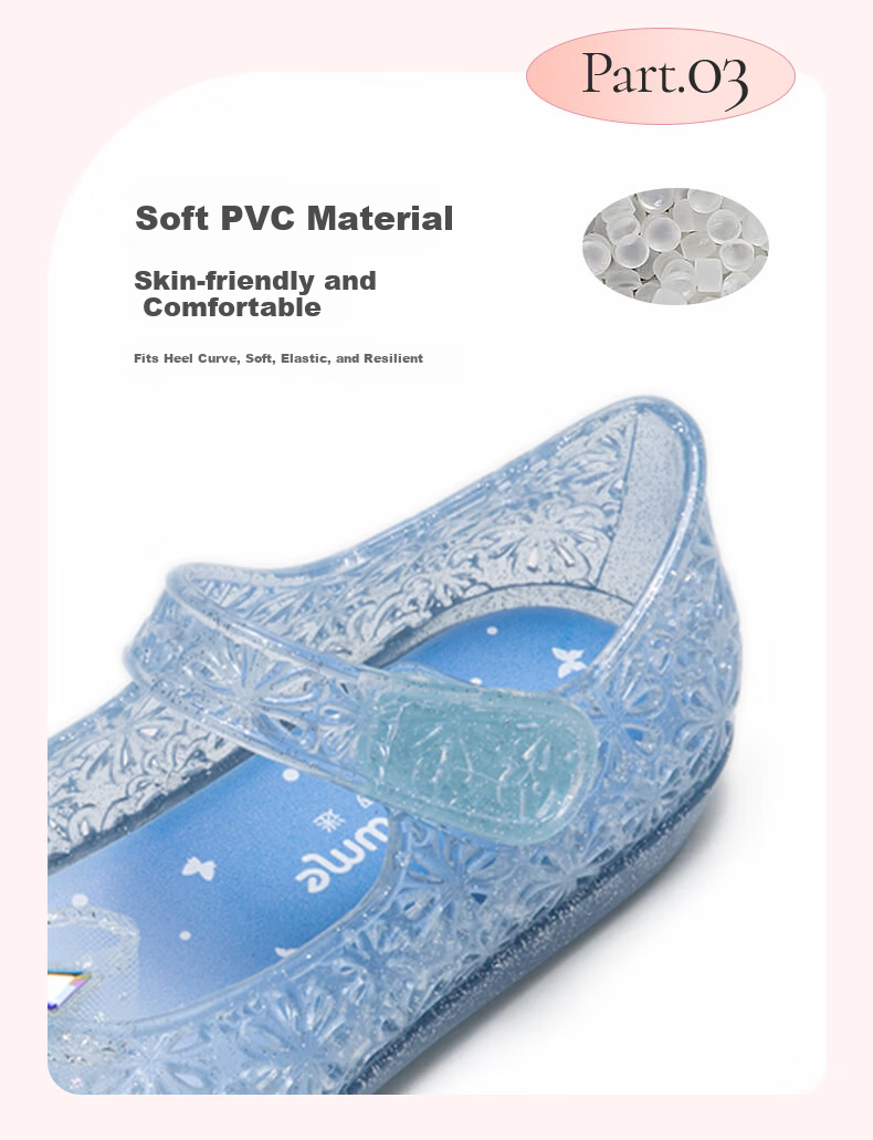 Fulomi Girls Summer Sandals New Sweet Stylish Princess Crystal Shoes Children's Non-slip Lightweight Jelly Shoes Light Blue Size 29 4
