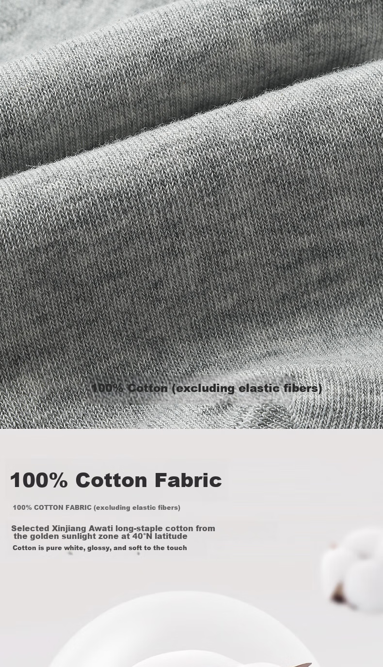 JEEP 100% Cotton Men's Mid-Calf Socks Spring Summer Comfortable Antibacterial Odor-Resistant Sweat-Absorbing Business Sports Socks 10A 3