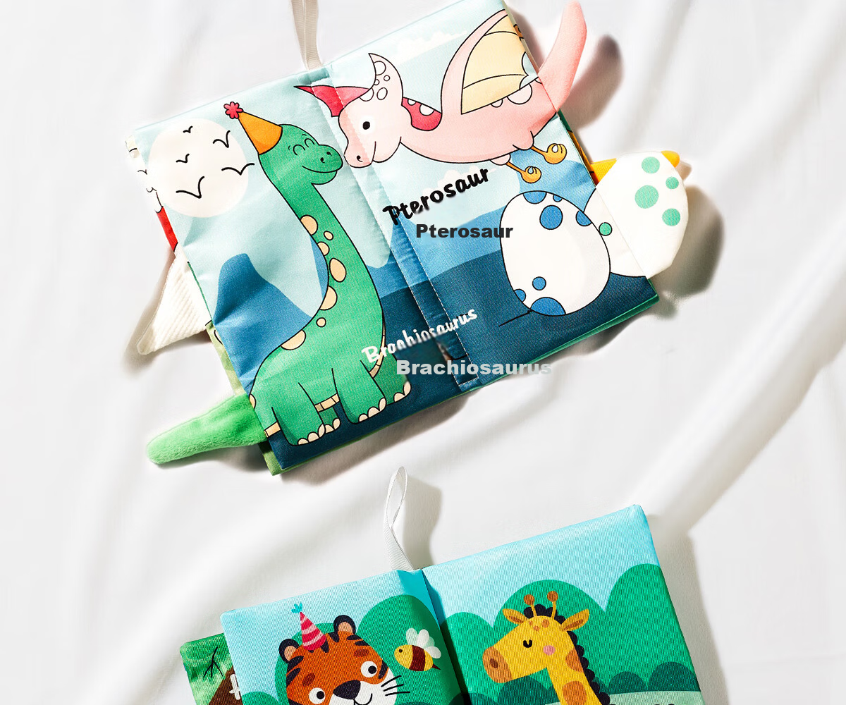 Dimoarch Early Education Cloth Book Baby Teething Washable Tear-Resistant Sound Tail Book Set of 3 for 0-6-12 Months 9