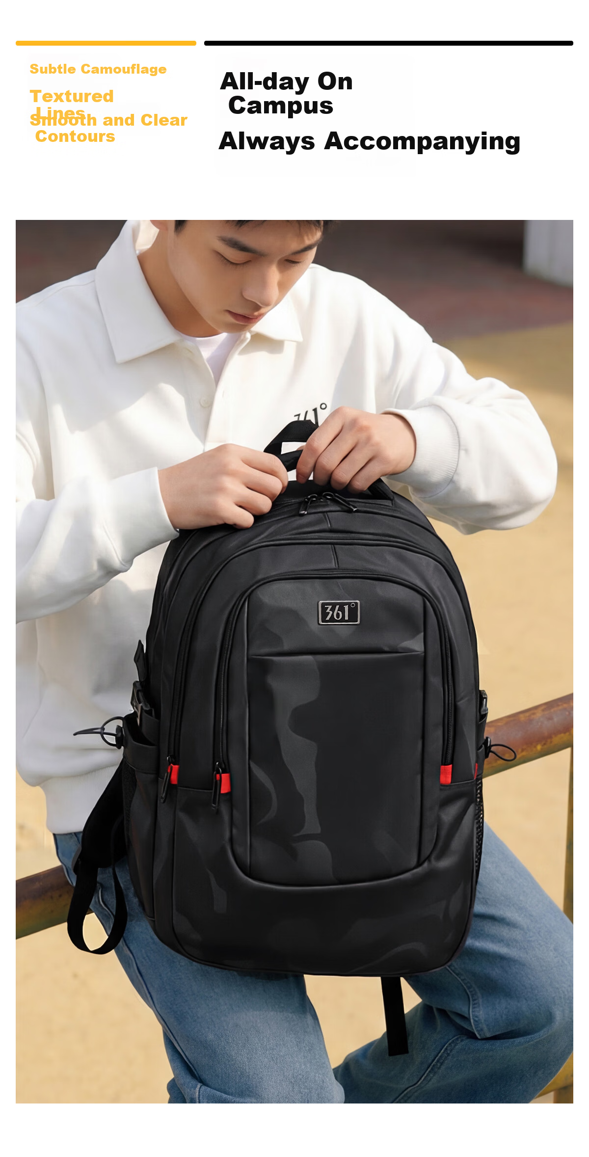 361° Men's Backpack Large Capacity Casual Water-Resistant Commuter Lightweight Sports Bag for Middle School, High School, and College Students 3