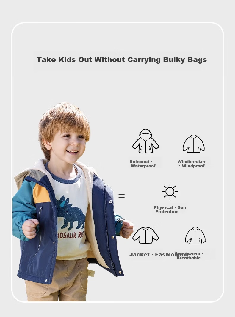 DAVE & BELLA Kids Windproof Jacket Autumn Fleece Lined Outdoor Coat for Boys and Girls Toddler Baby Children's Clothing 9