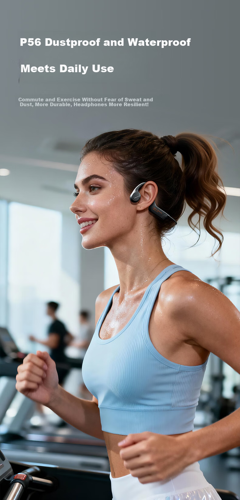 Aigo Bone Conduction Bluetooth Sports Earphones for Kids IP56 Dustproof Waterproof Open Wireless Marathon Cycling Running Ear Hook Long Battery Life GS09e Black 6
