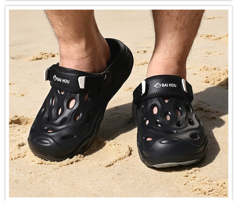 BAIHOU White Monkey Men's Summer Hollow Out Shoes Thick Sole Outdoor Sandals Men's Beach Shoes D-08 White Size 38-39 2