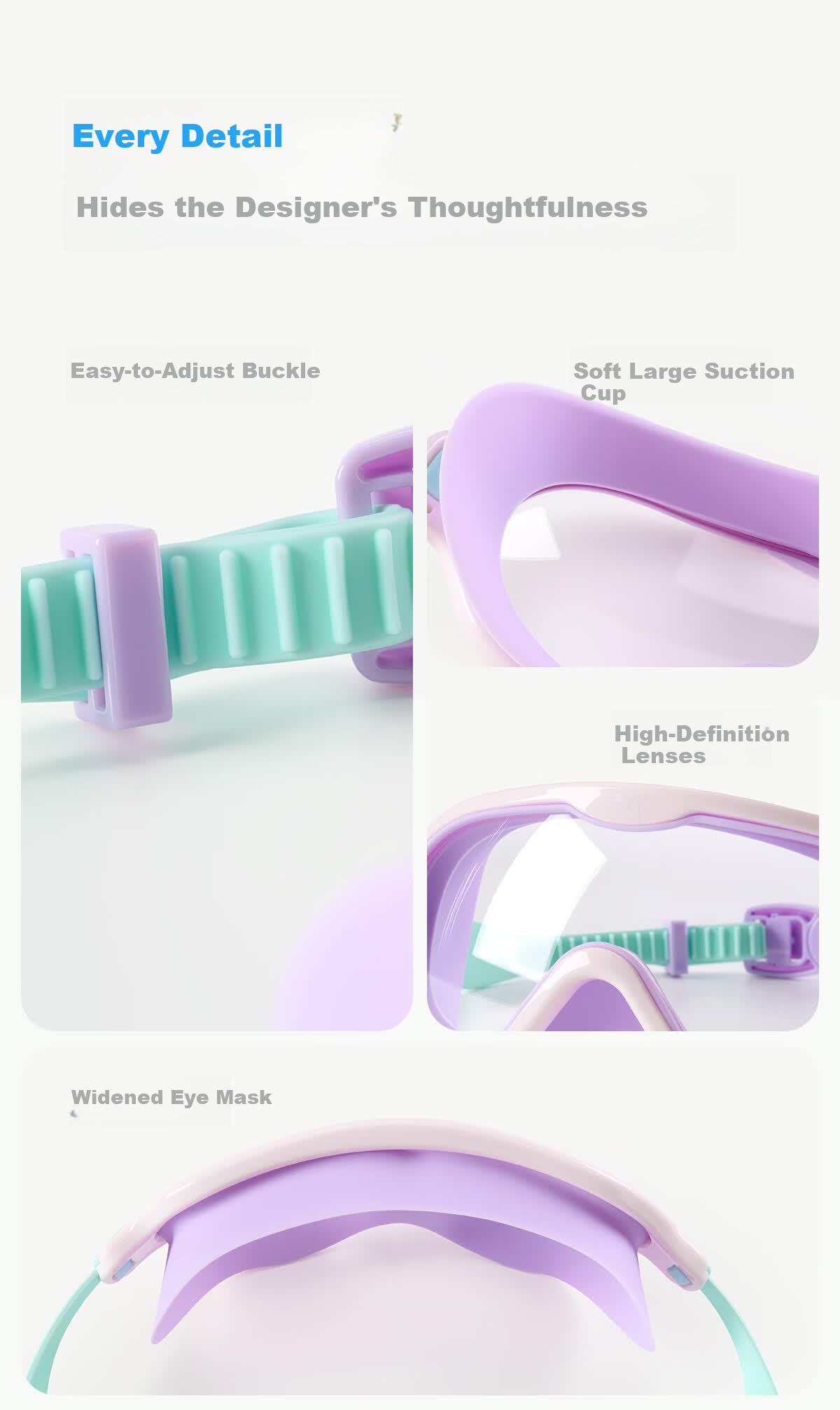 PUMA Kids Swimming Goggles Large Frame HD Lenses Long-Lasting Anti-Fog UV Protection Adjustable Strap Unisex 21