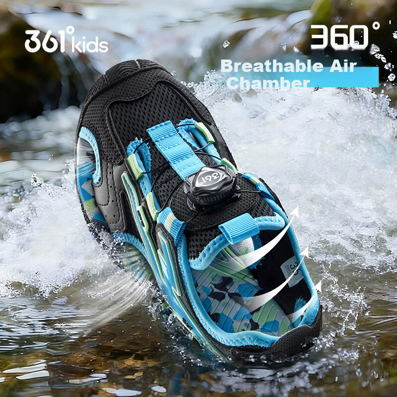 361掳 Kids Sports Shoes Summer 26 Breathable Closed-Toe Durable Beach Sandals Black Size 36