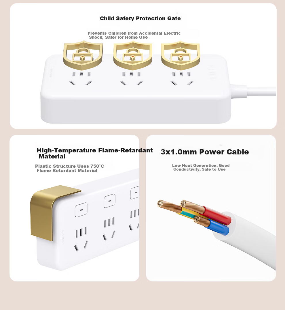 PHILIPS 3-Outlet Independent Switch Short Extension Power Strip 0.2m Kitchen Socket Multi-Outlet Power Board 9