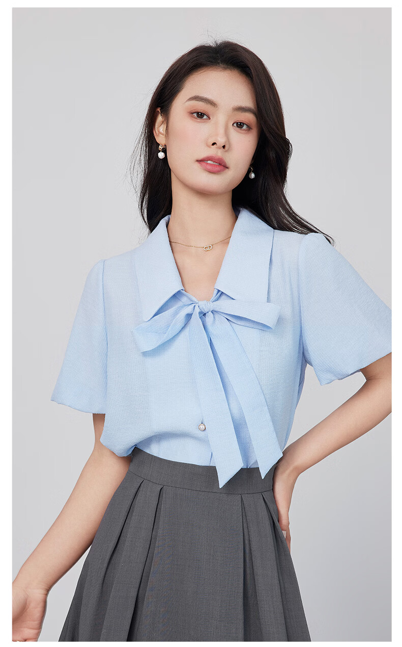 Dajiasi Blue Shirt Women 2026 Summer New Short Sleeve Fashion High-End Youthful Stylish Women's Blouse Top 11