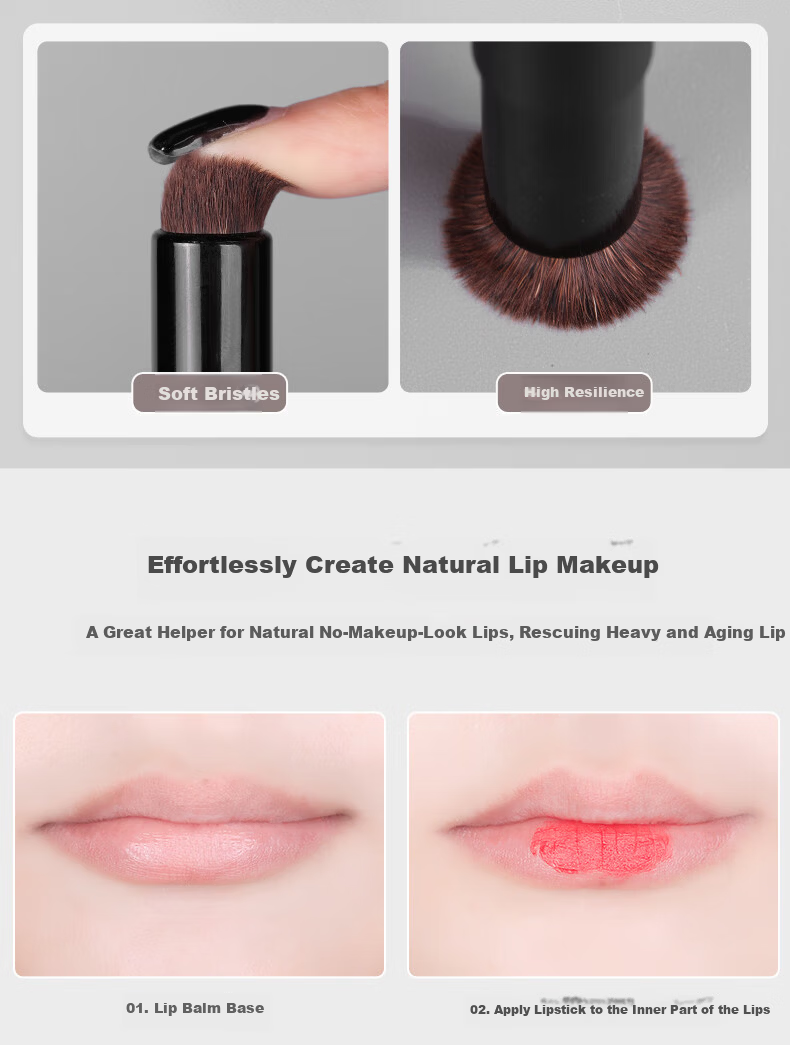 MSQ Mini Portable Lip Brush with Cap Round Head Lipstick Brush Mini Concealer Brush Lip Balm Blending Lip Mud Lip Gloss 7