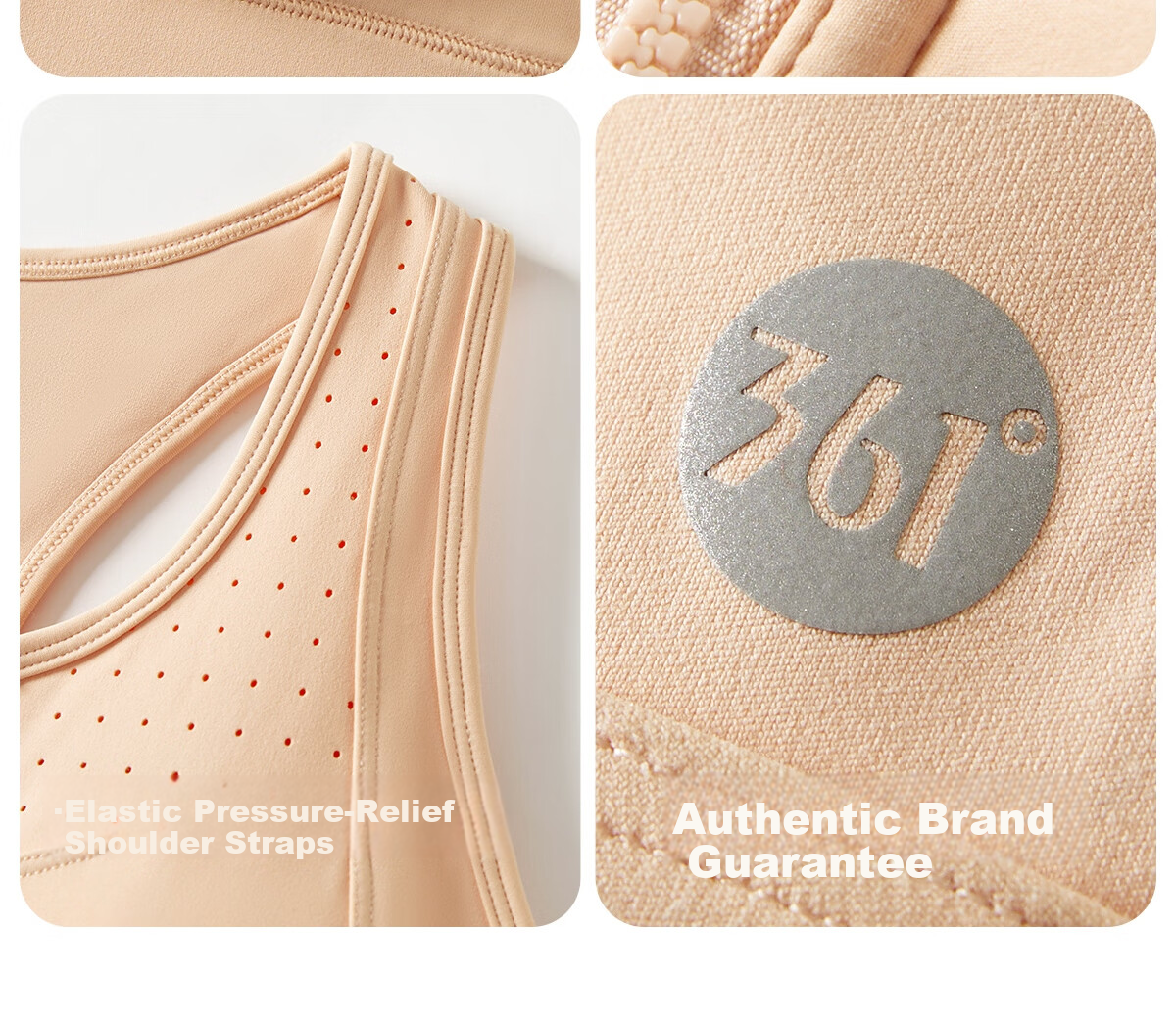 361° Women's Sports Bra Yoga Front Zipper Shockproof Push-Up Fitness Running Anti-Sagging Bra 10