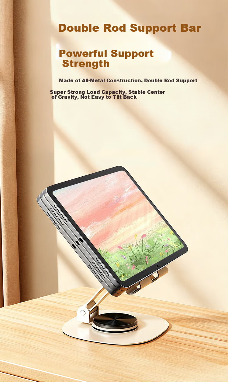 BZBC Mobile Phone Stand Desktop iPad Tablet Stand Bedside Live Streaming Watching Selfie Multifunctional Compact Foldable Portable 360° Rotatable Universal Phone Tablet Holder Off-White 6