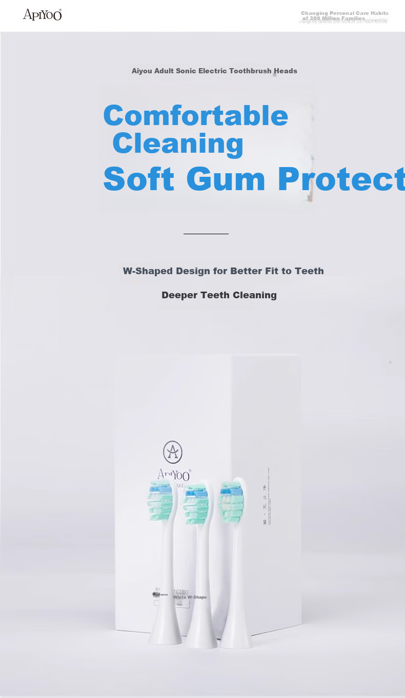 ApiYoo AiYou Adult Electric Toothbrush Replacement Heads P7/Y8 Series Compatible Original Electric Toothbrush Brush Heads 4-Pack White Upgrade Set 2