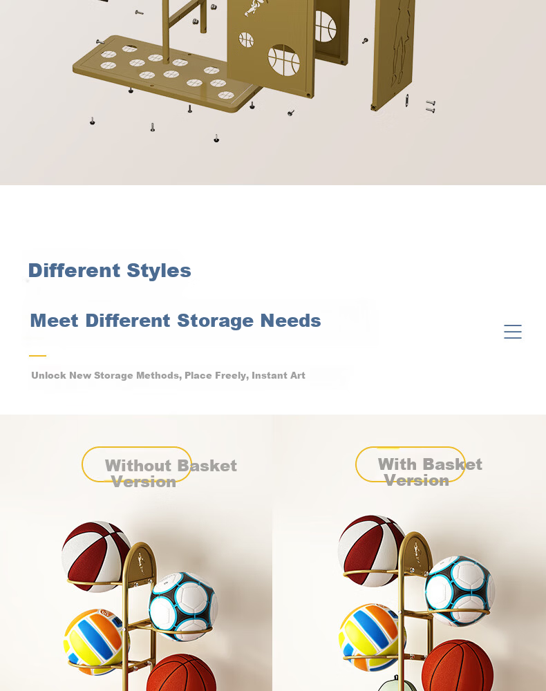 Leaijia Basketball Hoop Storage Rack Home Indoor Football Volleyball Badminton Storage Basket Student Ball Rack Sports Equipment Organizer 14