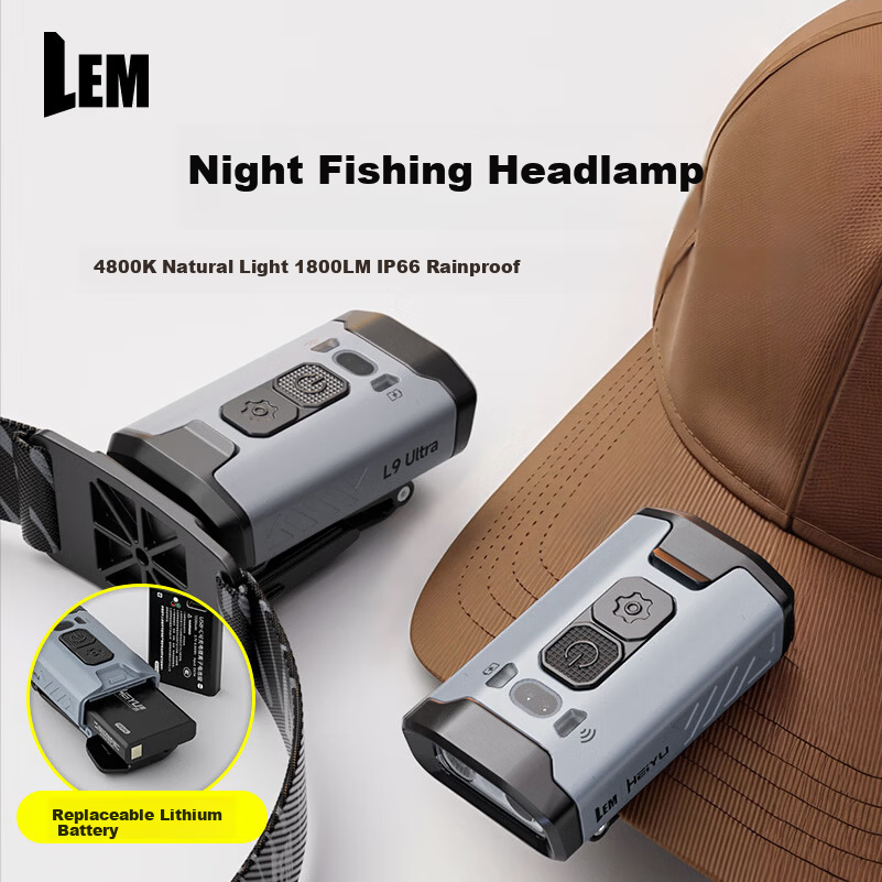 LEM High-Brightness Sensor Headlamp Cap Clip Light Night Fishing Ultra-Bright Long Battery Life Rechargeable Fishing Head-Mounted Illumination Light
