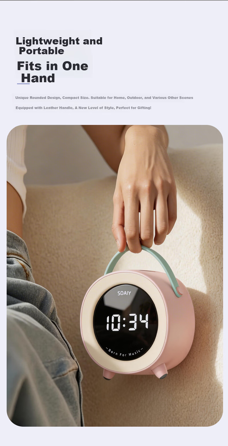 Soaiy SK60 Alarm Clock Speaker, Wireless Bluetooth Speaker, Refreshed Subsidy, Student Wake-Up Device, 2026 New Small Speaker, Desktop Subwoofer, Mini Bedroom Birthday Gift for Girls 7