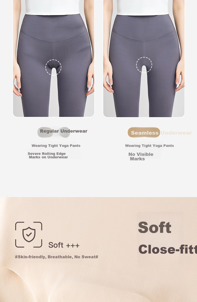 Free Style Seamless Women's Underwear Professional Yoga Sports Anti-Embarrassment Line Peach Hip Shorts 7A Antibacterial Non-Pinch Triangle Panties 5
