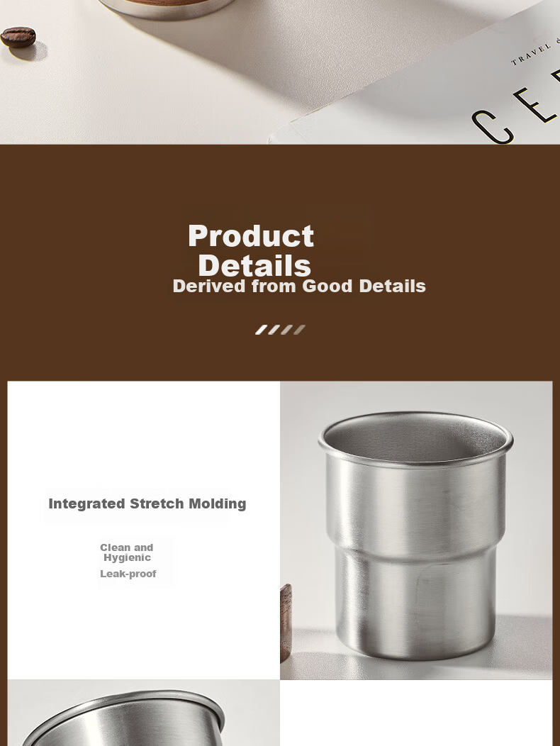 CLITON 304 Stainless Steel Coffee Cup Vintage Portable Outdoor Travel Mini Juice Cup Cold Drink Cup Tea Cup 10