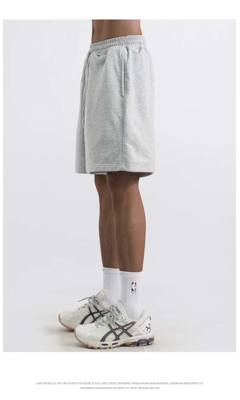 MMOPTOP Heavyweight American Casual Men's Summer Loose Simple Sports Shorts Versatile Five-Point Pants MDK22 Gray L 9