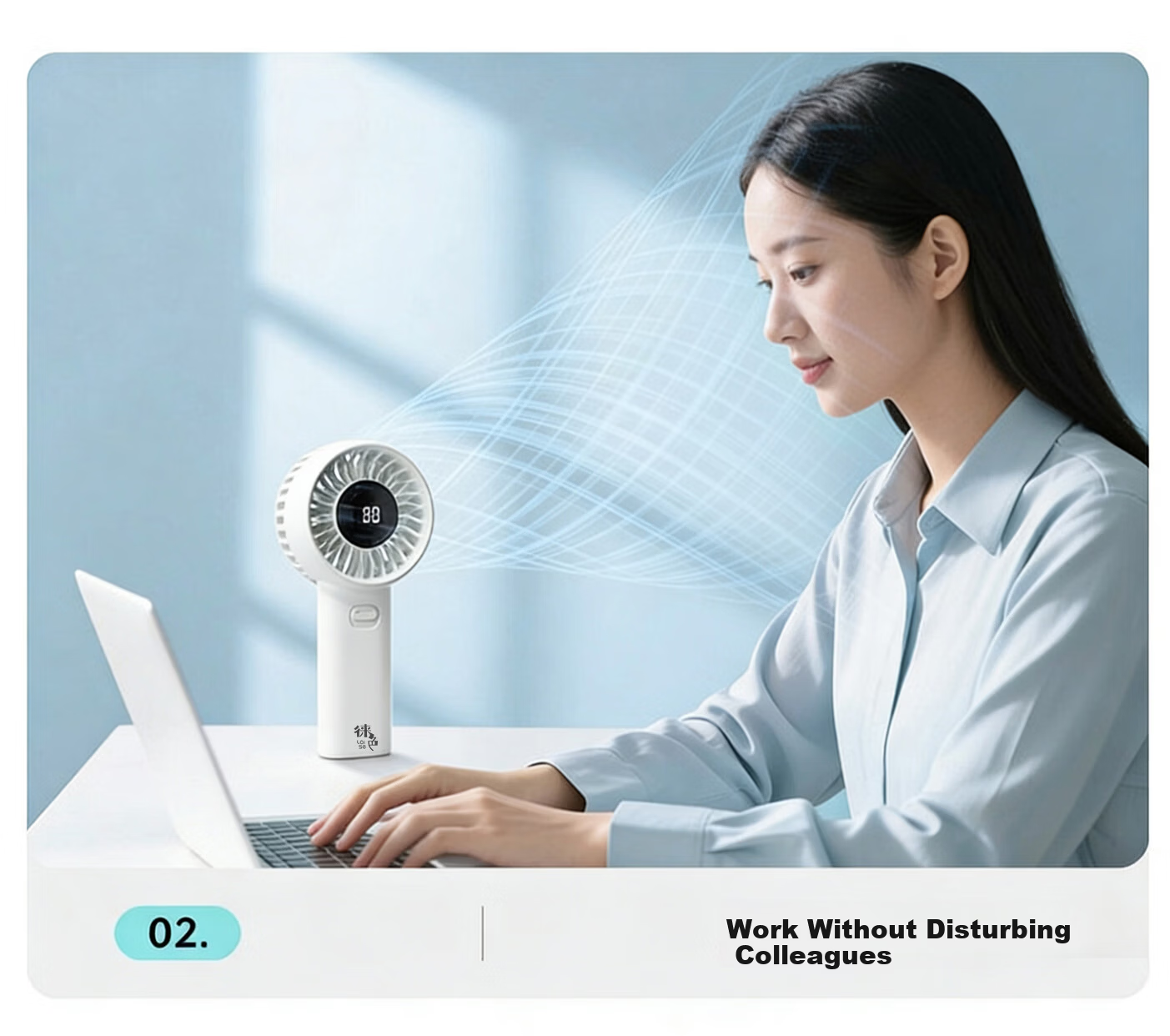 Laise Handheld Mini Fan, Portable USB High-Speed Energy-Saving Powerful Electric Fan for Student Dormitory And Office, Rechargeable Personal Small Fan, 3600mAh - White 7