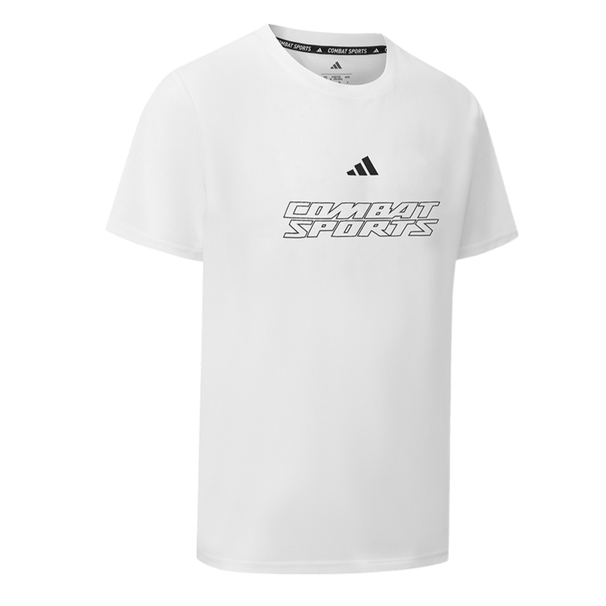 Adidas Quick-Dry Breathable Sports Short-Sleeve Lightweight Skin-Friendly Fitness Running Training T-Shirt, White/black, Size L