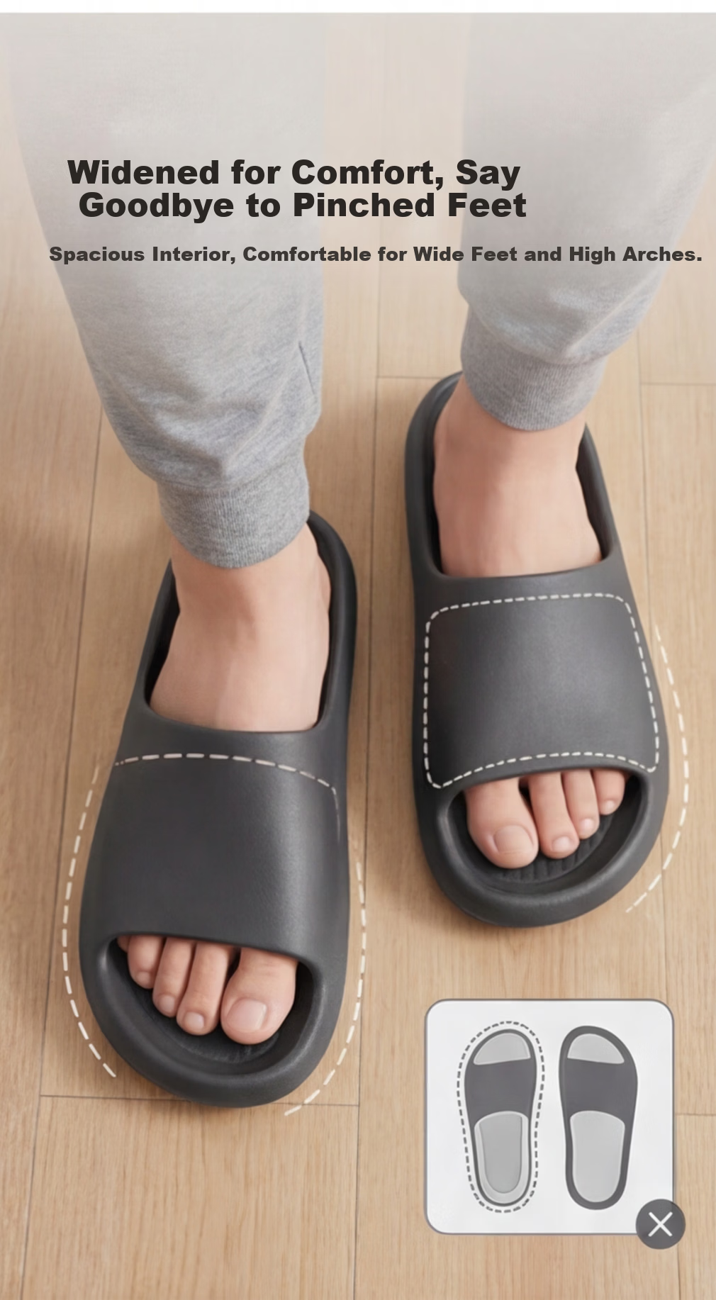 Bigga Plus Size Men's Extra Large Indoor Home Bathroom Shower Non-Slip EVA Oversized Summer Slippers Navy Blue 44-45 2