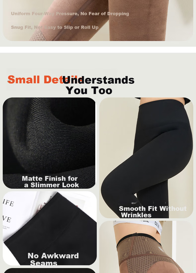 Free Style Women's High Waist Thermal Leggings Autumn Winter Fleece Lined Sharkskin Pants Shaping Tummy Control Hip Lift Knee Protection 12