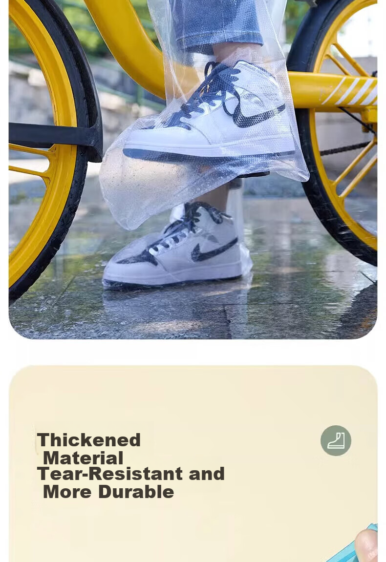 BWNK Disposable Rain Shoe Covers, Thickened And Wear-Resistant, for Adults And Children, Outdoor Portable, Cat Eating Fish Print, 5 Pairs Per Pack 6