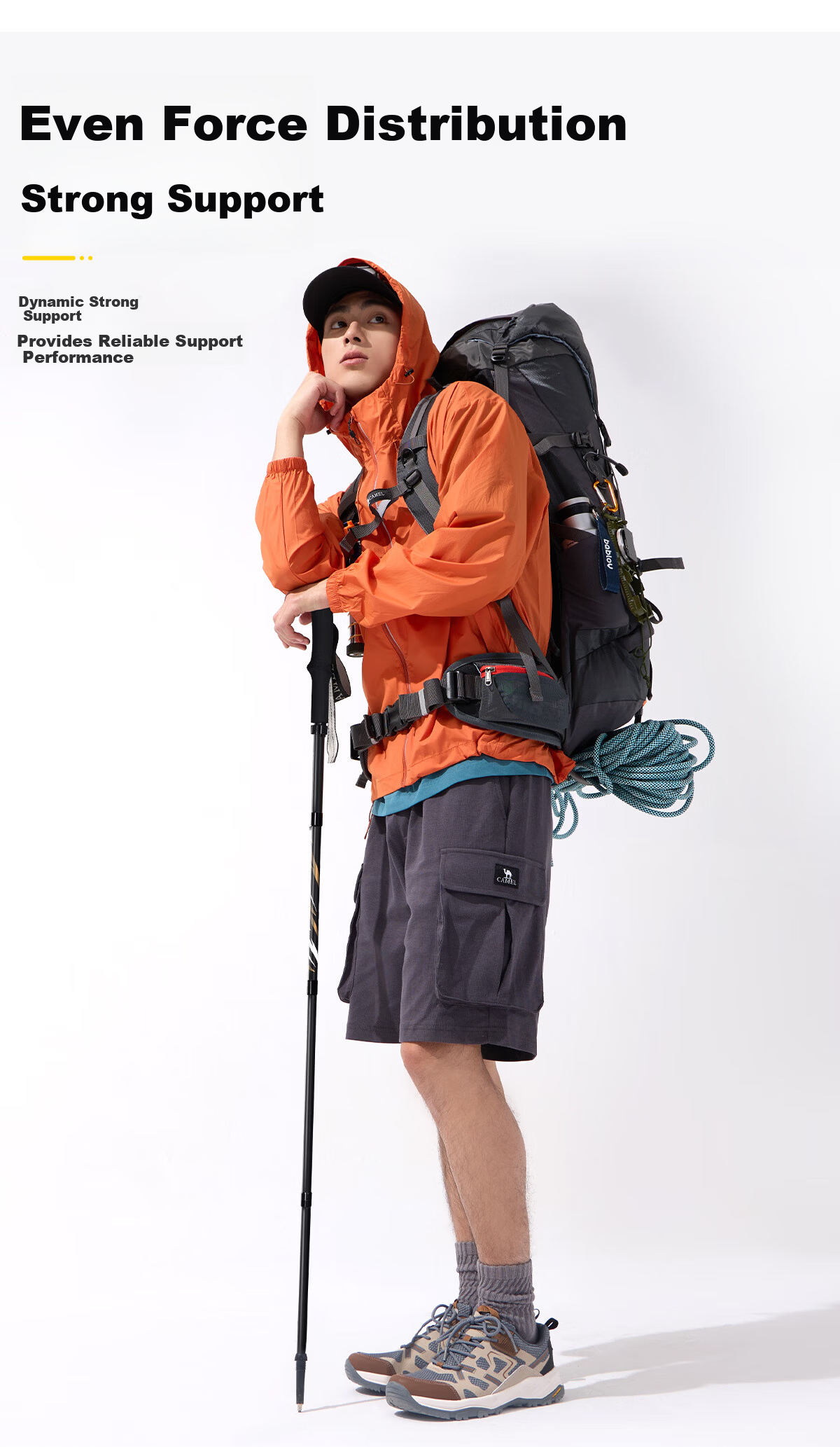 CAMEL Dune Carbon Fiber Professional Outdoor Hiking Trekking Lightweight Folding Walking Stick Mozi Mi 3022 6