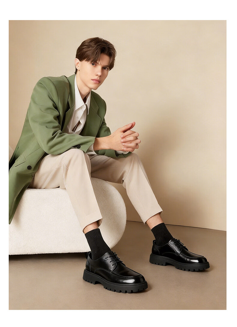 JD Jingzao First Layer Cowhide Men's Gift Spring Summer Business Casual Formal Hand-Grain Wrinkled Casual Leather Shoes 26 New Model Size 39 12