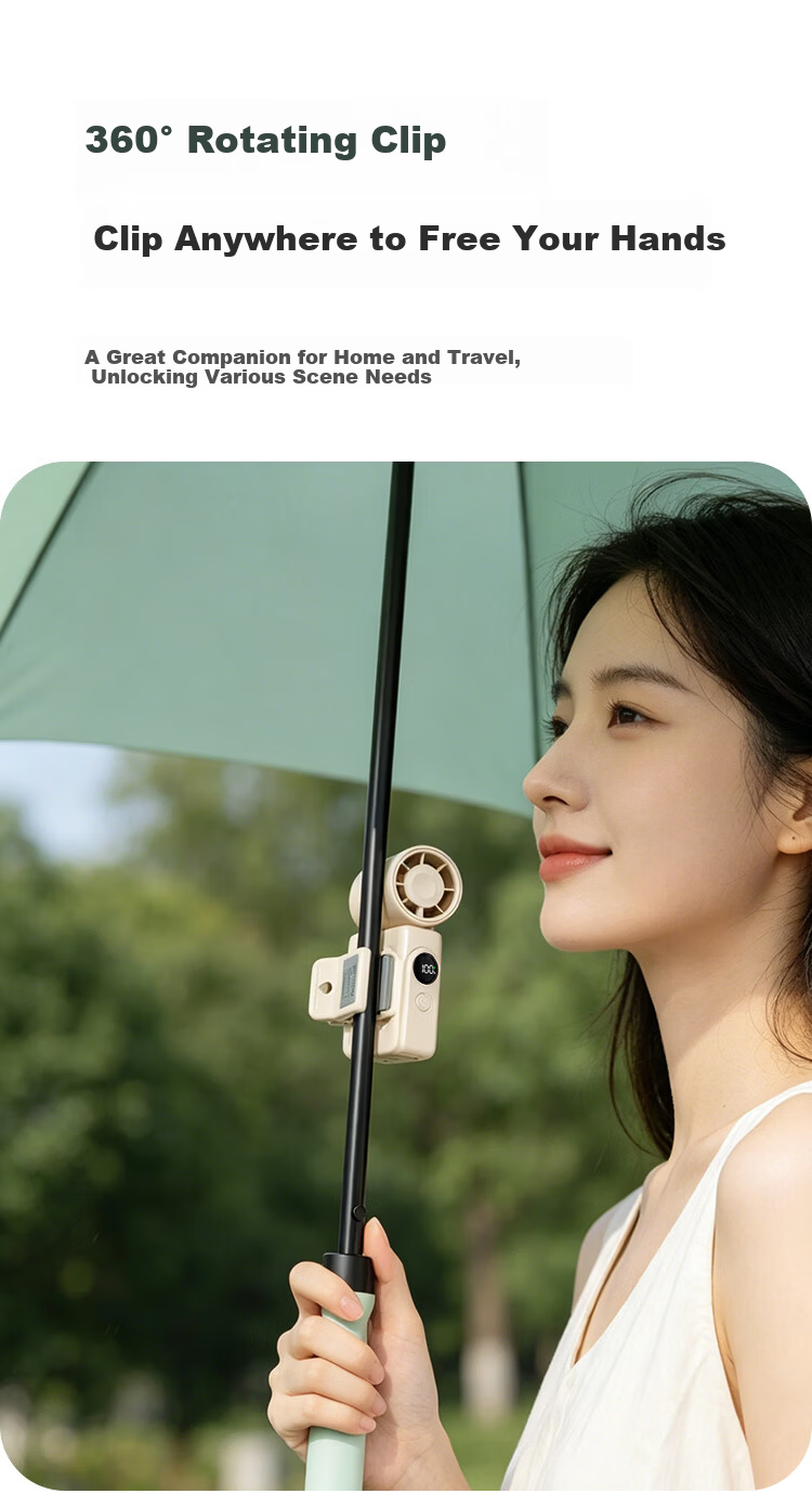 Newmine 100-Speed Handheld Mini USB Rechargeable Fan Portable Student Dorm Desktop Long Battery Life Office Small Cooling Fan Matcha Green 7