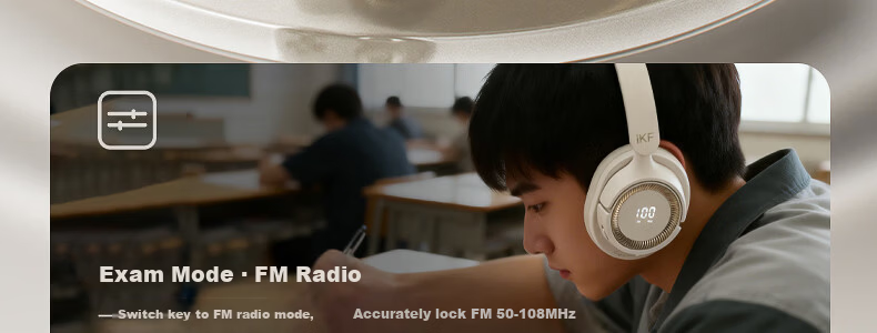IKF FM7 English CET-4 and CET-6 Listening Headphones Adjustable FM Headband Bluetooth English Exam Listening Headphones for TEM-4 and TEM-8 Athens Black 19