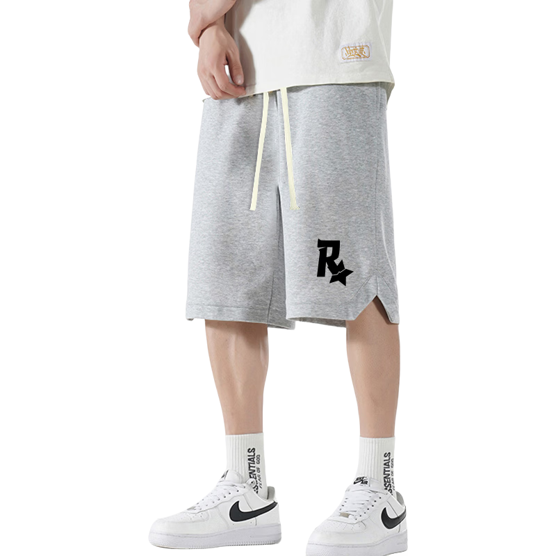 Cotton Casual Men's Summer Shorts Loose Fit Plus Size Five-Point Pants Gray 29; M