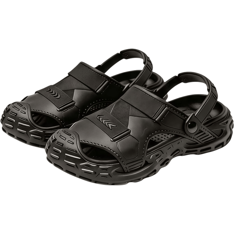 MEXICAN Men's Perforated Shoes, Fishing Sandals, Work Boots, Outdoor Sports Shoes, Large Size, Non-Slip, Water Wading, Beach Slippers, Black, Size 42-43