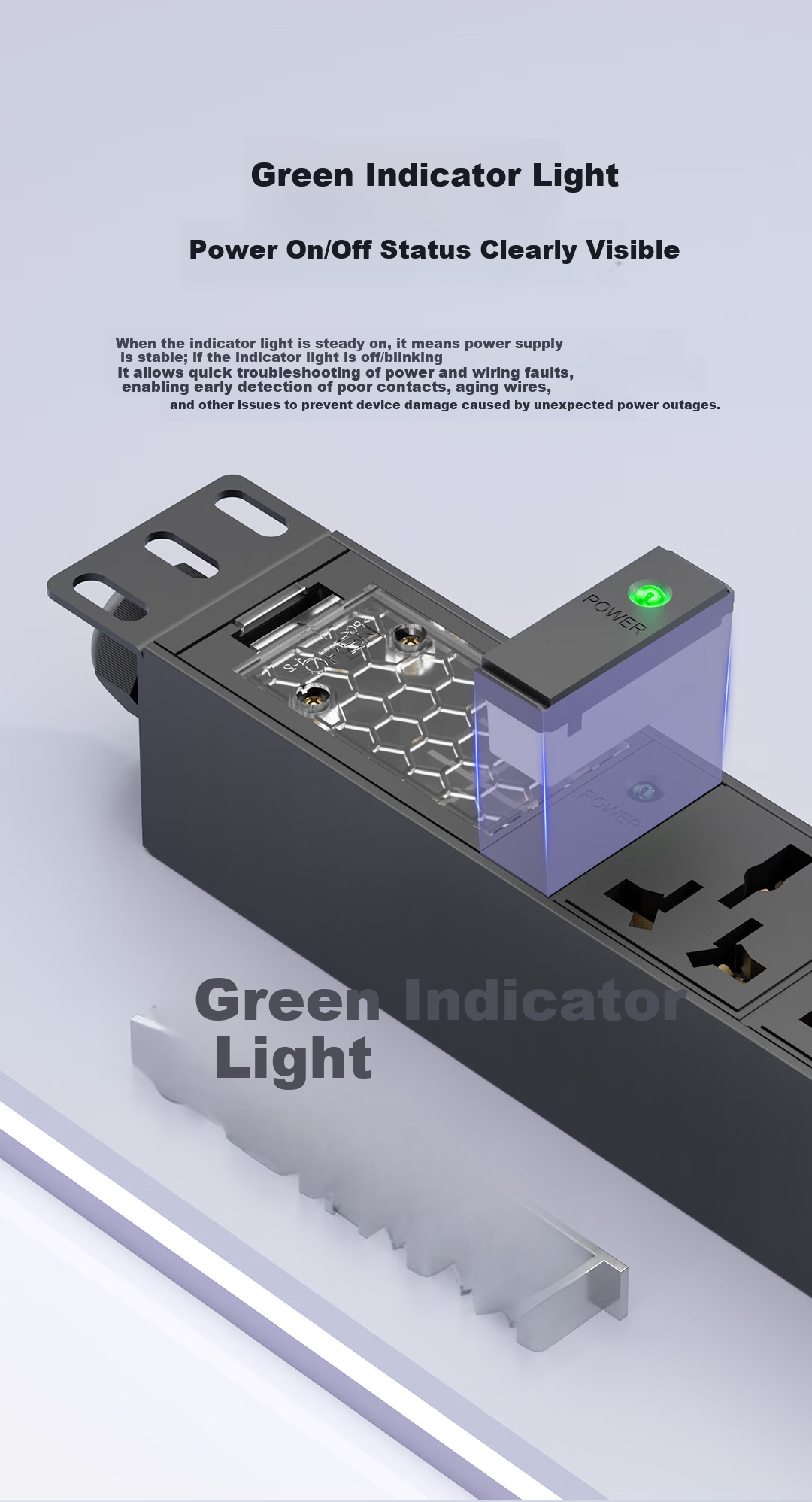 Lengon Wireless PDU Cabinet Socket 32A 8000W Self-Wiring Power Strip 8-Port 6mm² Extension Board High-Power Engineering Server Room Weak Current Box Extension Cord 7