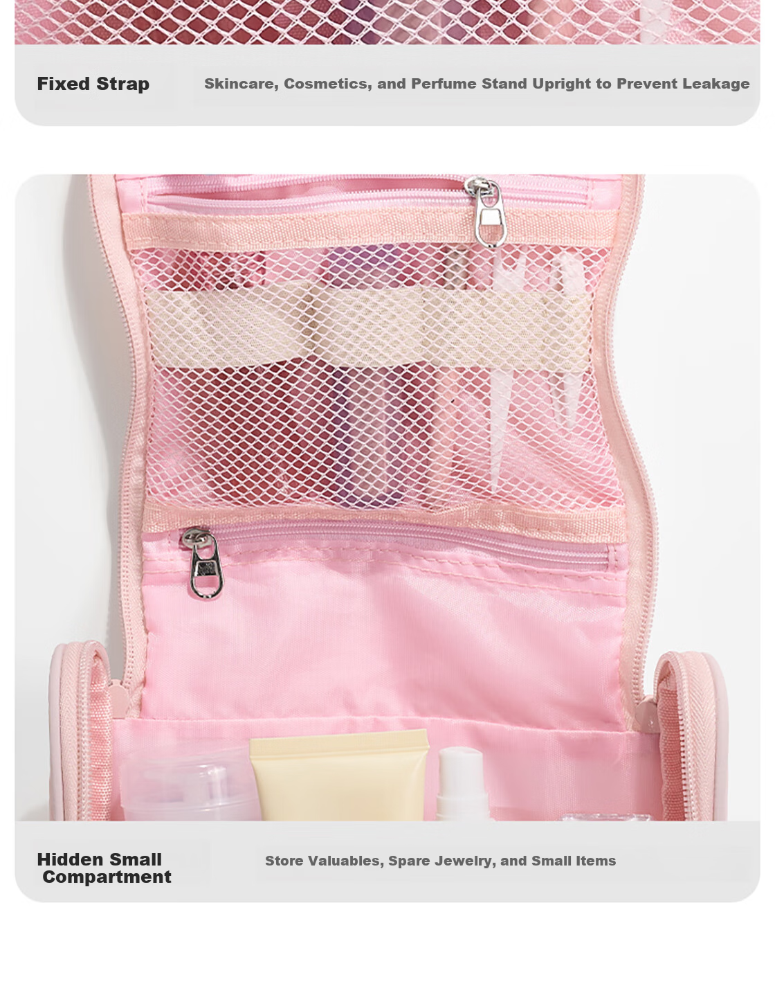 MINISO Aviator Series Hanging Toiletry Bag Pink 5