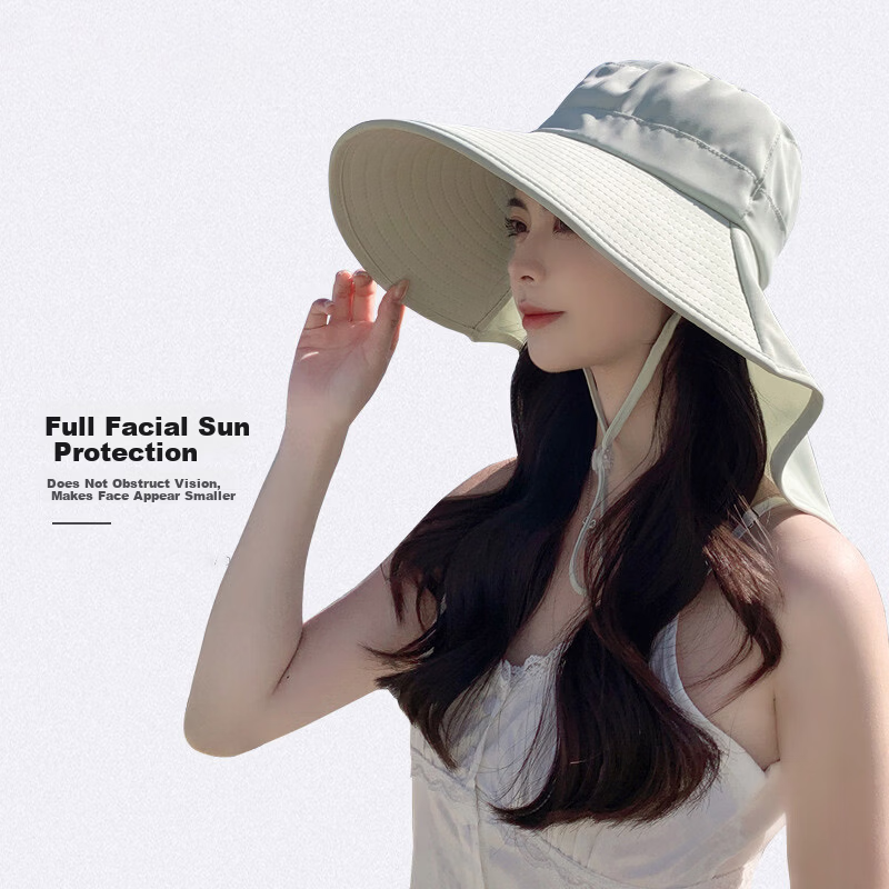 HAOGUAN Women's Hat 2026 New Sun Protection Neck Guard Outdoor Fashion Bucket Hat Summer Wide Brim Sun Hat