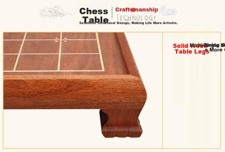 Yusheng Large Chinese Chess Table Solid Wood Chessboard Adult High-End 5mm Golden Sandalwood Xiangqi Set Desktop Board 5